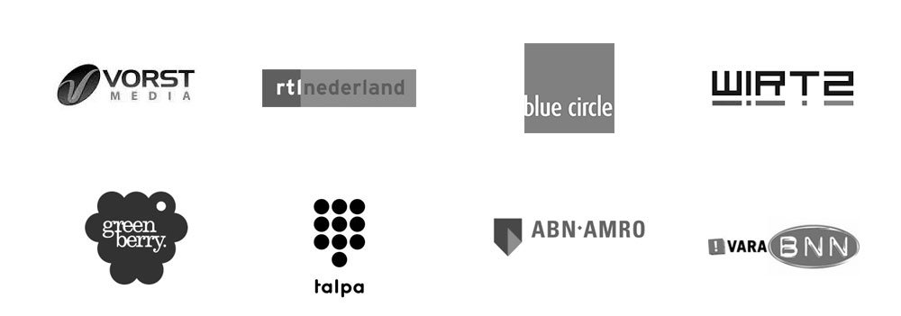 logo's Vorst media, RTL Nederland, Blue circle, Wirtz film, Vara-BNN, Talpa, Green berry, ABN Amro
